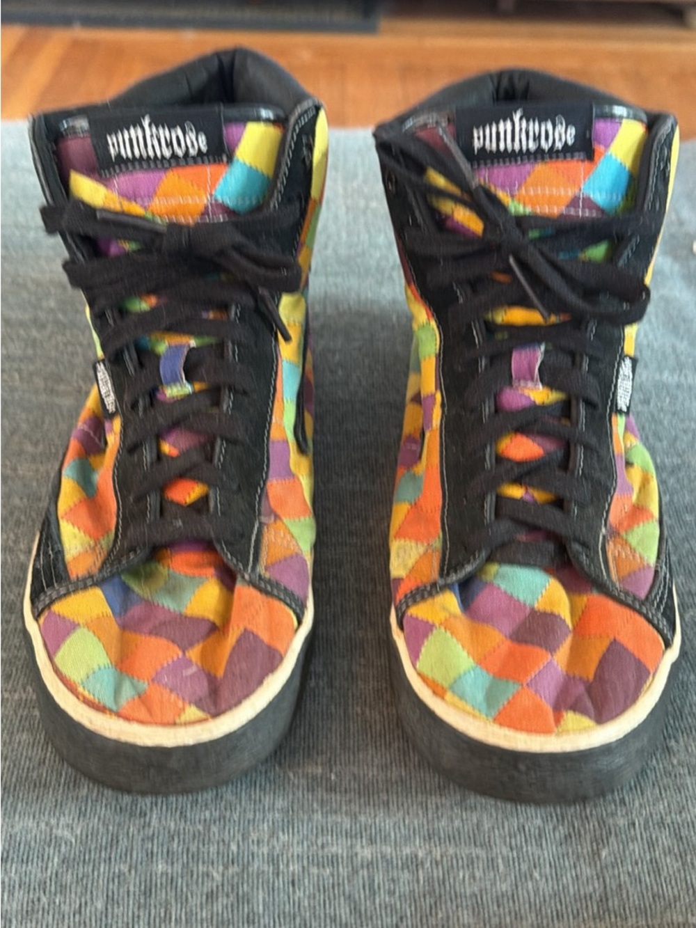 Punkrose Women's High-Top Patchwork Sneakers in Black & Multicolor W11